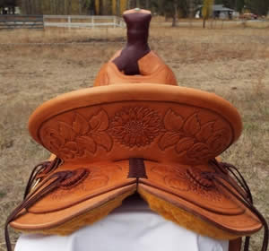 3B Visalia-style old-timer saddle with inlaid agate